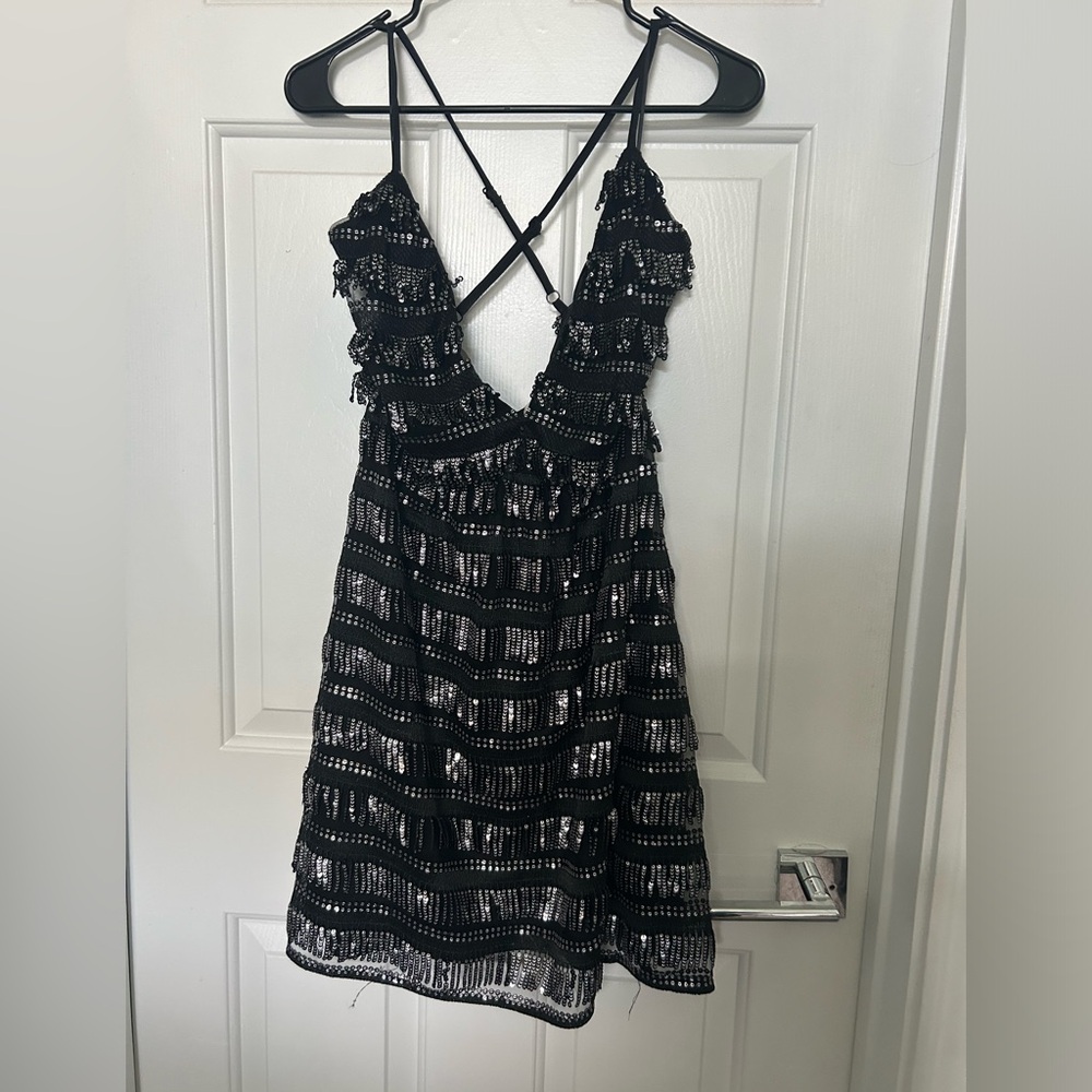 Sequined Black Mini Dress - Women’s Small